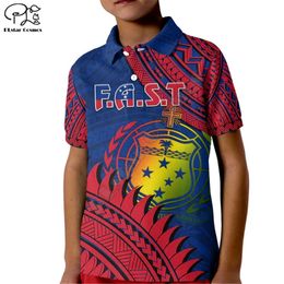 Custom Personalised F.A.S.T Samoa Polo Shirt KID Samoan Coat Of Arms Polynesian Pattern 3D Printed Polo Shirts Summer Tees Tops