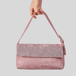 Rhinestones Crystal Evening Clutch Bag Silver Shiny Party Wedding Purses And Handbag Luxury Designer Shoulder Bag