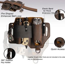 Multitool EDC Storage Bag Organiser Portable Outdoor Leather Belt Sheath Pocket Tool Foldable Tactical Knife Wallet Waist Holder