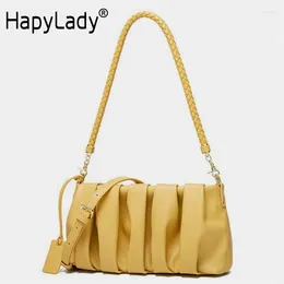 Shoulder Bags HapyLady Pleated Women Bag Pu Leather Candy Colour Fashion Exquisite Shopping Cross Body Ladies Daily Handbag