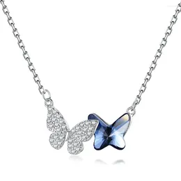 Chains Japanese And Korean Light Luxury 925 Silver Necklace Female Minority Campus Style Butterfly Versatile Forest