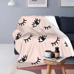 Blankets Hand Drawn Eye Doodles Blanket Flannel Print Multi-function Lightweight Thin Throw For Bed Travel Bedding Throws