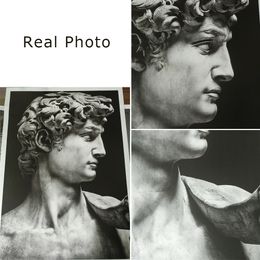 Black and White David Michelangelo Statue Poster Italian Colosseum Print Ancient Rome Canvas Painting Classical Art Office Decor