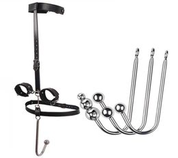 BDSM Stainless Steel sexy Collar Handcuffs Anal Hook Butt Plug Ball Vagina Prostate Stimulating Adult Toys For Wo3998262