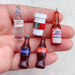 10Pcs 3D Drink Bottle Beer Bottle Cola Bottle Resin Food Charms For Jewellery Make Finding Pendant Earrings Keychain Accessory