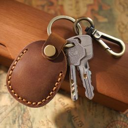 Keyring For Airtags Protective Case Retro High Quality Leather Keychain For Apple Anti-lost Tracker Locator Device Accessories