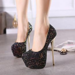 Dress Shoes Sexy Size 43 44 45 Bling High Heels Pumps Platform Fashion Striptease For Women Summer Slip-On Sandals