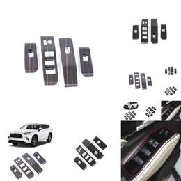 for Toyota Highlander XU70 2021 2022 New Product 4PCS ABS Mahogany Glass Upgrade Control Panel Decorative Cover Accessories