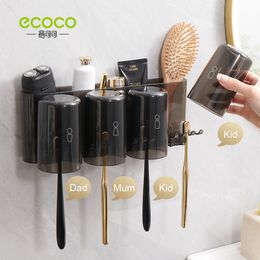 ECOCO Toothbrush Holder Wall Toothbrush Organizer Tooth brush Cup Toothpaste Squeezer Dispenser Bathroom Accessories Organizer
