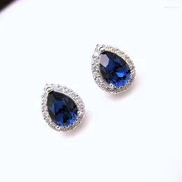 Stud Earrings CAOSHI Simple Chic Water Drop Shape For Women Blue Colour Crystal Accessories Female Daily Wearable Jewellery