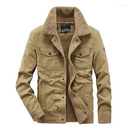 Men's Jackets Large Size Foreign Trade Jacket Middle-aged Plush And Thickened Lapel Multi Pocket Work