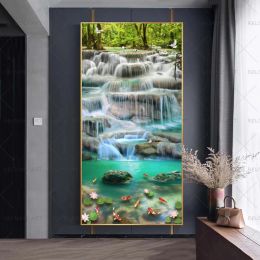 Abstract Waterfall Entrance Painting Wall Decor Posters Koi Animal Art Pictures for Living Room Fish Room Drcorative Cuadros