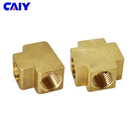 3 Ways 4 Ways Brass Pipe Fitting 1/8" 1/4" 3/8" 1/2" BSP Thread Equal Female Square Connector Air Water Coupler Adapter Coupling