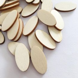 100PCS Unfinished Wood Oval Slices Natural Rustic Wooden Cutout Oval Wood Pieces Tag for DIY Craft Wedding Centrepiece Christmas