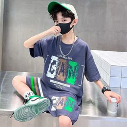 Boys Summer Leisure Fashion Sports 2pcs Shorts TshirtsPants Suits 2023 Korean Style Teenage Trend Outfits Children Clothes 240328