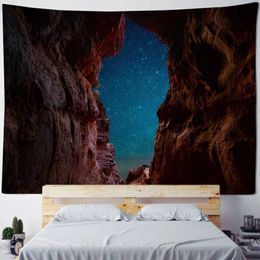 Ocean Cave Landscape Tapestry Waterfall Tapestries Starry Sky Wall Hanging Bohemian Room Wall Decoration Hippie Home Art Background Fabric R0411