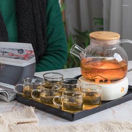 Teaware Sets Ceramic Flower Tea Set Cup Glass Teapot Heat Resistant Candle Heating
