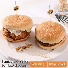 Forks Burger Sign Decoration Decorative Bamboo Sticks Easy To Use Party Dinner Fork/fruit Pick Fruit Stick