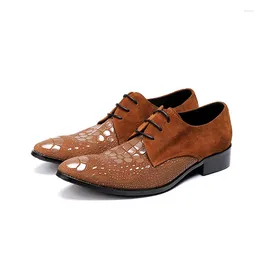 Dress Shoes Handmade Italian Mens Nubuck Genuine Leather Men Formal Lace Up Brown Gents Crocodile Size 47