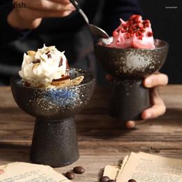 Bowls Creative High Legged Ceramic Bowl Dessert Pudding Ice Cream Thick Soup Restaurant Specialty Tableware