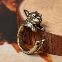 Jewelry Vintage Ring Women Daisies 1PCS Bohoo Chic French Bulldog Finger Anel Bijouxs Brass Knuckl Animal Dog For Men