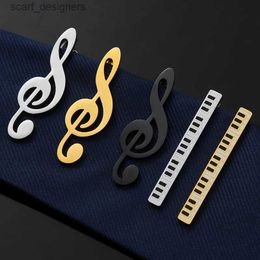 Tie Clips Creative notes clip mens senior titanium steel Personalised piano musical instrument fashion stainless steel tie clip Y240411