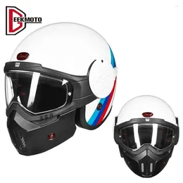 Motorcycle Helmets Retro Modular Helmet Flip Up Open Full Face Scooter Vintage German Casco Cycling DOT Approved Capacete
