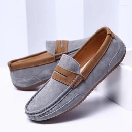 Casual Shoes Fashion Men Split Leather Moccasin Yellow Blue Male Formal Outdoor Business Officer Walking Loafers Driver