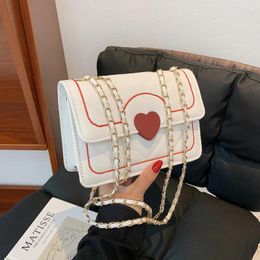 Evening Bags Fashion Trendy Messenger Handbags Heart Pattern Fashionable Chain Square Purses Leather Sling Bag Women's