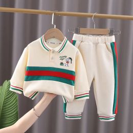 Trousers Spring Autumn Baby Boy Clothes 9 to 12 Months Boutique Outfits for Girls Cartoon Turndown Collar Long Sleeve Hoodies and Pants