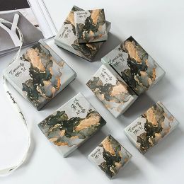 18/24Pcs Gilt Marble Cardboard Jewellery Box Bracelet Necklace Paper Box with Sponge for DIY Specially Gift Packing Supplies