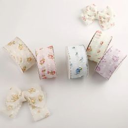 5 Yards 38MM Tooth Edge/Floral/Snow Veil Ribbons Hair Bows DIY Crafts Handmade Accessories YM2023062701