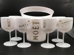 Ice Buckets And Coolers with 6Pcs white glass Moet Chandon Champagne glass Plastic302W208D253V7667735
