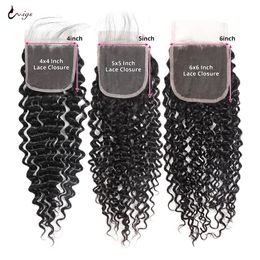 Uiwgs Curly 4x4 5x5 6x6 Lace Closure 13x4 HD Lace Front Transparent Lace Frontal Remy Hair Free Part Pre-Plucked With Baby Hair
