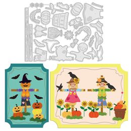 Pumpkin Scarecrow Metal Die Cuts Fall Leaves Embossing Template Sunflower and Birds for Scrapbooking Thanksgiving Day Card Craft