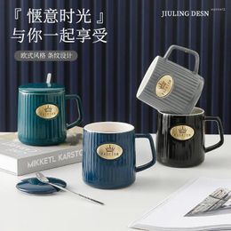 Mugs Striped Bronze Ceramic Cup Creative And Fashionable European Style Coffee Mug High Temperature Resistant Gift With Hands