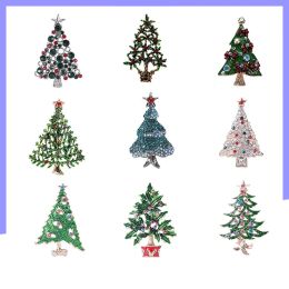 Hot Selling Rhinestone Christmas Tree Brooches In Various Colors Fashionable All-match Christmas Ornaments Christmas Gifts