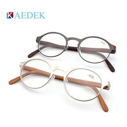KAEDEK Wood Grain Reading Glasses Men Women Eyeglasses Sight Eyewear 240408