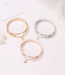 Rose Gold Stainless Steel Bracelets Bangles Female Heart Forever Love Brand Charm Bracelet for Women Famous Jewelry7931662