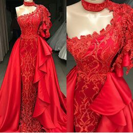 Tony Chaaya 2024 Prom Dresses Off Shoulder Appliques Beads Satin Evening Gowns Custom Made Detachable Train Special Occasion Dress