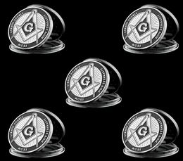 5pcs Collection Coin European Brotherhood masons Masonic Craft Token 1 oz Silver Plated Challenge Badge3614956