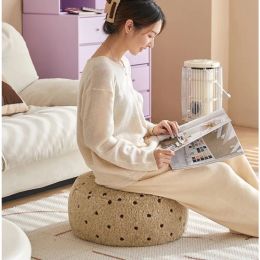 Wave Point Comfortable Step Stool Soft Embroidered Pouffe Ottoman for Living Room Easy Disassembly Furniture