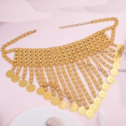 Handmade Ottoman Coin Necklace Set for Birdal Gold Plated Tassels Bridal Jewellery Sets Ethnic Wedding Accessory Bijoux Femme