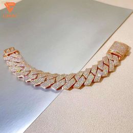 2024 2023 Popular New Design 4 Rows Moissanite Diamond 925 Sterling High Quality Hip Hop Iced Out Cuban Chain Bracelet