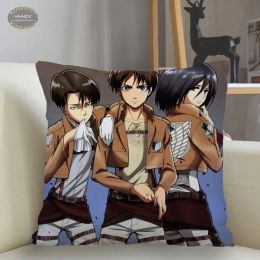 Anime Attack On Titan Pillow Case Peach Skin Printed Gifts Art Levi Ackerman Comfortable Bedroom Home Decorative Pillowcase