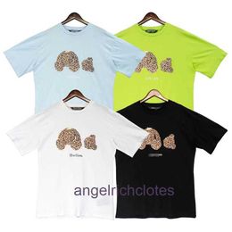 High end Designer clothes for Trendy Pa Angels Leopard Cut Head Bear Letter Short Sleeve Tshirt for Men and Women High Street Half Sleeve Shirt with trademark tag 1to1