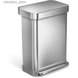 Waste Bins simplehuman 55 Liter / 14.5 allon Rectanular Hands-Free Kitchen Step Trash Can with Soft-Close Lid L49