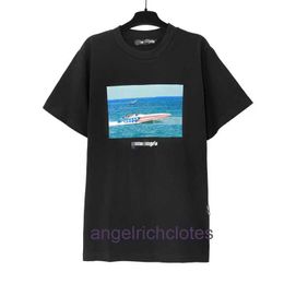 High end Designer clothes for trendy Pa Angels speedboat letter printed short sleeved tshirt for men and women high street half sleeved shirt with trademark tag 1to1