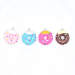 10pcs Colourful Hollow Donut Resin Earring Charms Cute Food Pendant For Keychain Making Supplies Mini Crafts Diy Jewellery W36