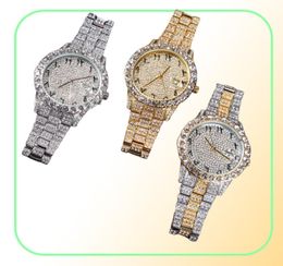 Arabic Numerals Mens Full Diamond Watches Hip Hop Fashion Women Iced Out Watch 18K Gold Classic Watch Gift2712854